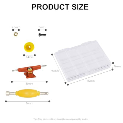 156PCS Fingerboard Repair Kit -Includes Case & Tools-Mini Finger Skateboard Parts Include 14 Multicolors Trucks & 48 Multicolour Bearingless Wheels & 60 Screws & 30 Nuts & 4 Screwdriver - color: Multicolour Trucks & Box #B