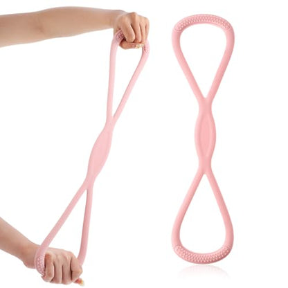 Figure 8 Resistance Bands with Handles 15lbs Elastic Fitness Exercise Band Yoga Elastic Stretch Bands Portable Shoulder Stretch Training Ropes for Women Men Working Out Arm Back Home Gym Yoga Physical