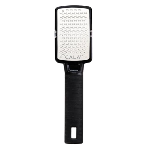 CALA Silky Glide Pro Callus Remover Foot File (Black), Stainless Steel Micro-File with Wide Surface for Wet or Dry Skin, Soft Grip Handle for Comfort & Control, Reusable Travel Tool - color: Black