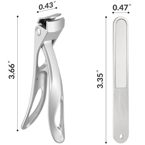 Large Opening Nail Clippers Set, 2 Pcs-Stainless Steel Thick Toenail Clippers with Nail File, Heavy Duty Toenail Clipper, Long Handled Fingernail Cutter, Manicure, Pedicure, Gift for Seniors (Silver) - size: 2Pcs Nail Clippers Set-silver