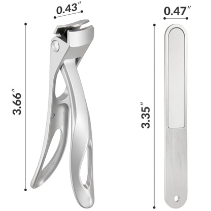 Large Opening Nail Clippers Set, 2 Pcs-Stainless Steel Thick Toenail Clippers with Nail File, Heavy Duty Toenail Clipper, Long Handled Fingernail Cutter, Manicure, Pedicure, Gift for Seniors (Silver) - size: 2Pcs Nail Clippers Set-silver