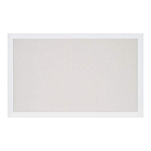 DesignOvation Beatrice Framed Linen Fabric Pinboard, 27x43, White, Rustic Coastal Memo Board Wall Organizer - color: White, size: 27" x 43"