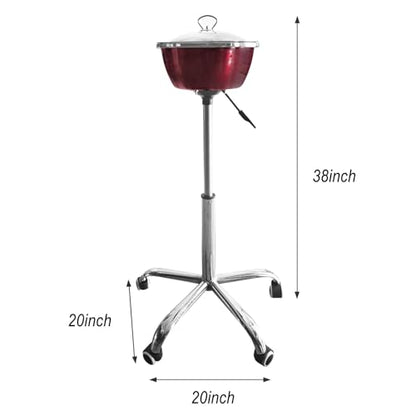 Portable Gym Chalk Stand with Stainless Steel Bowl Freestanding Gym Chalk Holder Bucket with Heavy Duty Rolling Wheels for Gymnastics Weight Lifting Climbing Accessories,Red