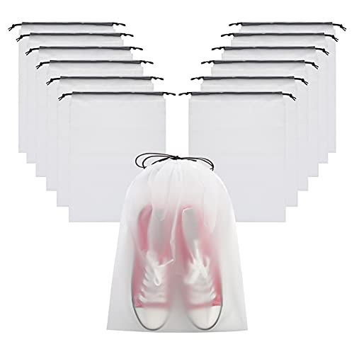 Vorspack 13 Pack Transparent Shoe Bags for Travel, 15.7 x 11.8 inches | Clear Drawstring Shoe Pouches, Portable Shoe Organizer, Travel Essentials for Men Women - size: 13 PCS