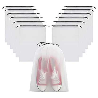 Vorspack 13 Pack Transparent Shoe Bags for Travel, 15.7 x 11.8 inches | Clear Drawstring Shoe Pouches, Portable Shoe Organizer, Travel Essentials for Men Women - size: 13 PCS