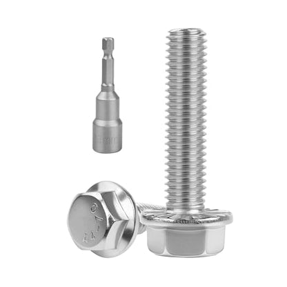 M8x35mm Serrated Flanged Hex Head Screws Bolts 25pcs HS/JXLS-10 | 304 Stainless Steel, External Hex Machine Screws, Equipped with Hex Sleeve, for Construction, for Automotive, for Industrial - size: M8x35mm