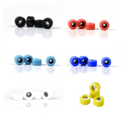 Professional Mini Maple Wooden Fingerboards, 1 Pack (6 Colors Wheels) | 1Set Finger Skateboards, 5 Layers Maple Panel Mini Skateboards for Fingers, Fingerboard for Kids Brithday Gift - color: 6 Colors Wheels