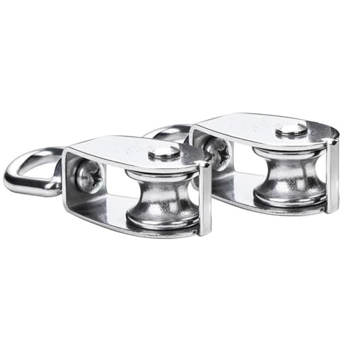 TooTaci 25MM Pulley System, 2 Pcs M25 304 Stainless Steel Pulleys Block | 66ft Nylon Rope & Spring Snap Hook, Single Pulley Wheel for Indoor Outdoor Lifting Project - size: 4MMrope