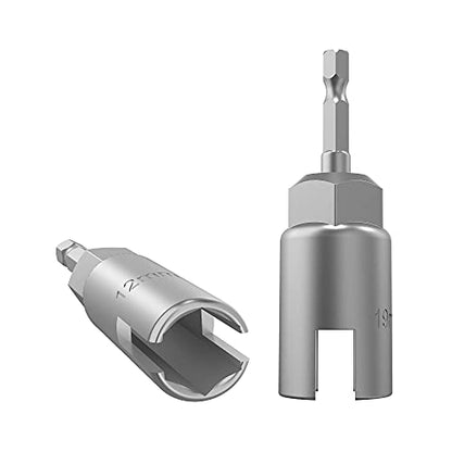 (2 Pack 2 Size 12mm,19mm) 1/4"hex shank nut driver power wing nut drill bit socket tool drive kit, slotted wing nut drill sleeve wrench wrench kit, panel nut screw eye C-shaped hook bolt - size: 2 Pack 2 Size 12mm,19mm