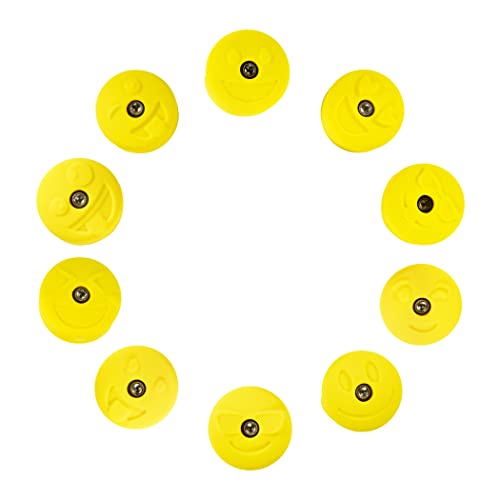 Atomik Rock Climbing Holds Set of 10 Medium Bolt-On Emoji Jugs in Yellow