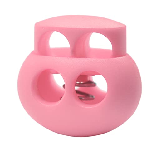 10 Pack Bungee Spring Cord Lock Fastener, Plastic Toggle Slider Stopper for Paracord DIY Crafting DrawString Clasp Elastic Shoe Lace Glove Flashlight Rope Lock Clip Double Hole Adjuster - color: 05#: BabyPink 10pcs