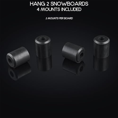 Arkorus [NEW] (4 PCS) Snowboard Wall Mount Storage – Edge-Safe Snowboards Hanger, Modern Floating Vertical Rack, Clip Hook Holder to Securely Store and Display Boards, Gear Organizer