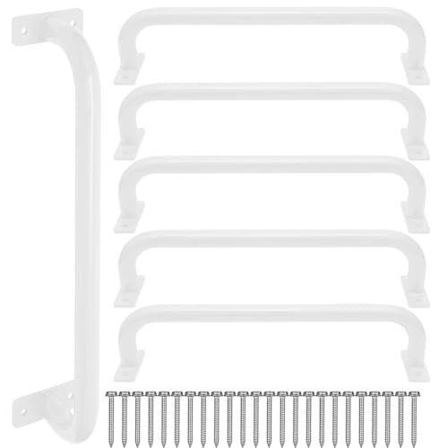 ESPETS 17 Inch 6 Pieces White Outdoor Metal Safety Playground Handles | Swing Set Accessories, Grab Handles, Playset Hand Grips, Indoor Monkey Bars, For Jungle Gym, Playhouse, Climbing Frame - color: White -6 Pcs