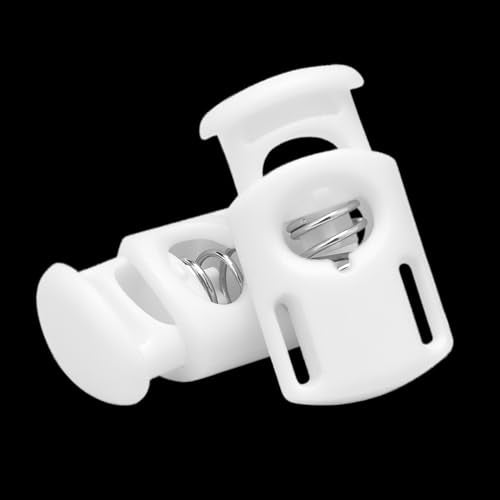 CooBigo 10 Pack Plastic Spring Cord Locks for Drawstring Paracord, Cord Stopper Toggle Clasps for Sweatpants Hoodie Gloves Hats Swim Goggles String Clip Elastic Shoeslace String Lock White - color: 03-White 10pcs