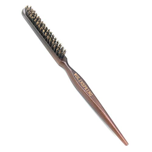 Boar Bristle Style Softness and Shine Teasing Brush with Rat Tail Handle for Edge Control Back Brushing and Combing Smoothing Create Volume Slicking Hair Back Into Bun or Ponytail (GT-3B) - size: GT-3B