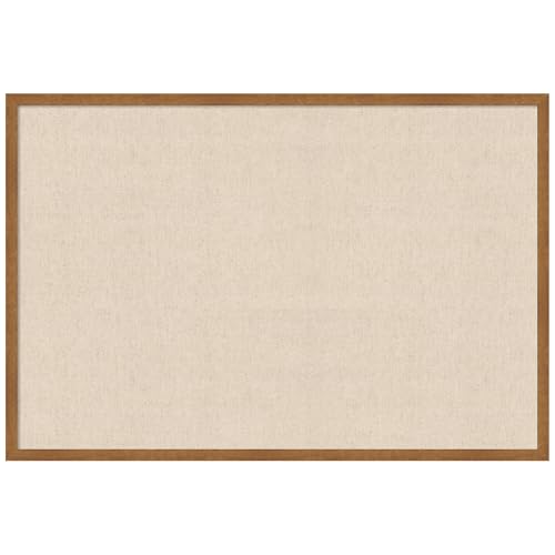 Amanti Art Framed Fabric Pinboard 37 x 25, Neutral Linen Pinboard Printed Rustic Farmhouse Bulletin Board for Use as a Vision Board or Wall Organization, Carlisle Blonde Narrow Frame - color: Carlisle Blonde Narrow, size: 37"L x 25"W