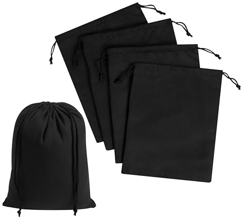 Premium Microfiber Drawstring Bags (Set of 5) – Multipurpose Travel Storage Pouches for Cords, Toiletries, Jewelry, Shoes – Durable Organizer with Strong Drawstring Closure (Black, 7 x 9 Inches) - size: 7 x 9 Inches