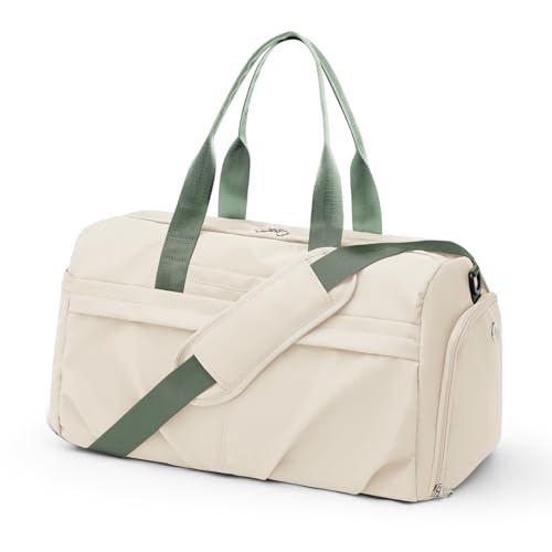 Gym Bag for Women Duffle Bag with Shoe Compartment Yoga Mat Bag Sports Workout Bag Weekend Overnight Bag, Beige Green - color: A22- Beige Green
