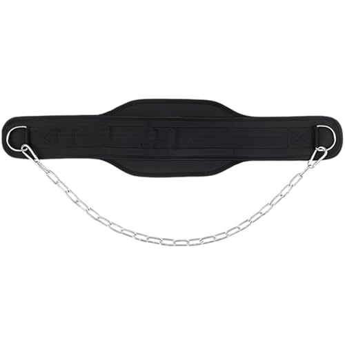 Weight Lifting Dip Belt With 35.4 In Chain, Double Layer Gym Belt For Pull-Ups, D-Ring For Fast Loading, Strength Training
