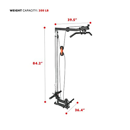 Sunny Health & Fitness Power Zone Strength Rack Power Cage - 1000 LB Weight Capacity, Spotter Bar, Angled Pull-Up Bar, J-Hooks, Resistance Band Pins, Optional LAT Pull Down - style: Lat Pull Down Attachment