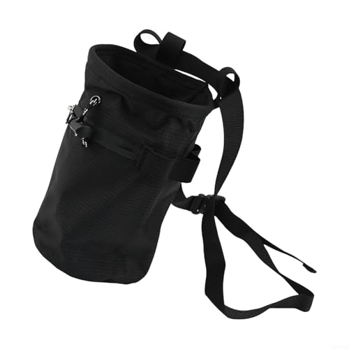 Bouldering Chalk Bucket, Nylon Climbing Chalk Bag with Adjustable Waist Belt Holder, Drawstring Anti Slip Grip Powder Bag for Rock Climbing, Weightlifting Gym Chalk, Gymnastics, Black(Black) - size: Black