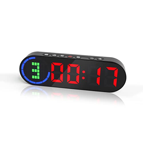 LUCORB Portable Gym Timer for Home Gym Interval Timer for Workout with Time Progress Bar/Rounds, Workout Clock for Boxing HIIT Tabata Emom Fitness Rechargeable Battery Powered… - color: Black+red