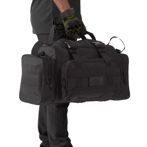 APRILBAY Duffel Bag – Heavy Duty Tactical Gym Bag for Men, Splashwater-Proof Weekender Travel Bag for Basketball, Football, Soccer, Hiking, and Hunting (Black) - color: Black