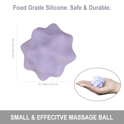 Small Spiky Massage Ball Trigger Point Massage Tool 2.2"×2.1" Purple | Solid Bumpy Massager for Deep Tissue Myofascial Release Hand Foot Plantar Fasciitis Pain Relief Knots Acupoint Yoga Fitness - color: Purple