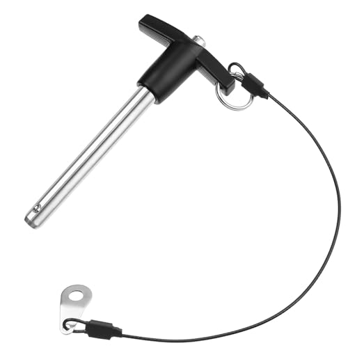 T Handle Quick Release Pin 3/8 Inch Diameter ,Stainless Steel Ball Locking Pin with Push Button Lanyard Cable Usable Length 3.15"(9.5*80mm) - size: 9.5mm-80mm