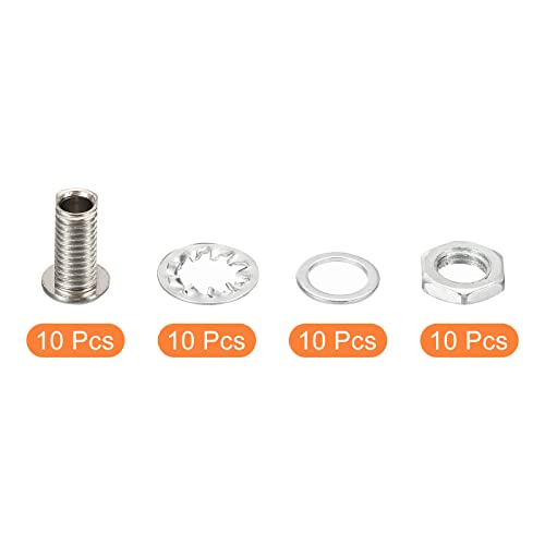 PATIKIL M8x15mm Round Head Hollow Screw Bolts, 4 in 1 / 40Pieces Through Hole Bolt Chandelier Fasteners with Hex Nut and Gasket - size: 15mm