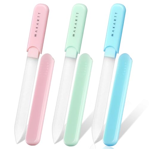 Makartt Glass Nail File for Natural Nails: Reusable Nail Care Tool, 3pcs | Fast Shaping & Gentle Smoothing, Double-Sided Sandblasted Surface, Washable, Portable Lightweight Manicure Gift with Case - color: 3pcs Pink Green Blue glass nail file