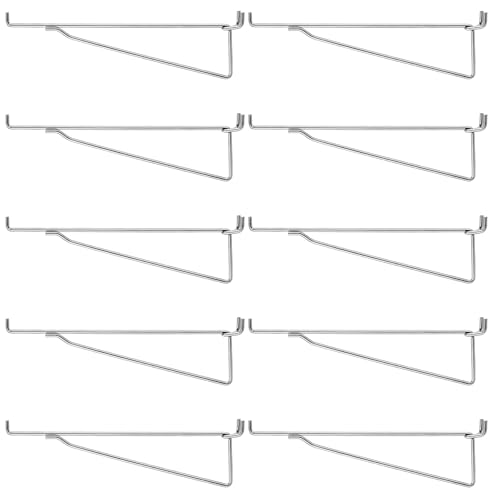10 Pcs 10 Inch Pegboard Shelf Brackets, Sturdy Metal Peg Hook Heavy Duty Garage Organizer Hanger, Fits 1/4" Pegboard Slatwall, for Workshops Trade Show Booths(Sliver) - color: Silver, size: 10 Inch