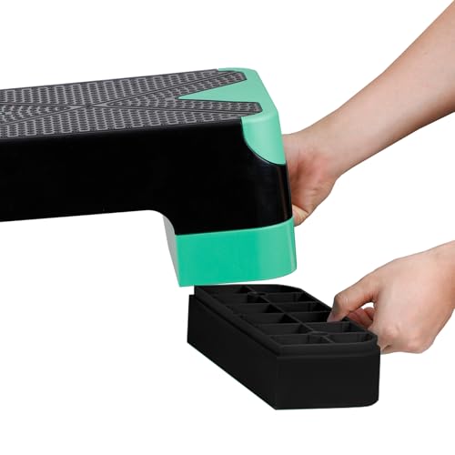 HomGarden Adjustable Workout Aerobic Stepper in Fitness & Exercise Step Platform Trainer Stepper w/Risers Adjust 4"-6''-8'' - color: Green