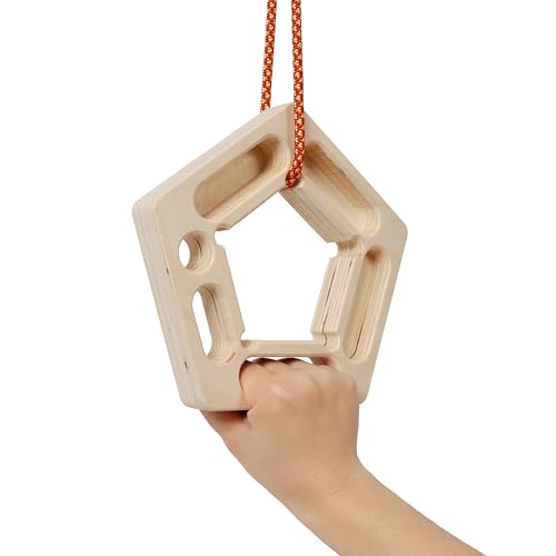 2Pcs Triangle Climbing Hangboard with Rope, Training Finger Grip, Fingerboard Rock Climbing for Outdoor Home - color: Brown-B