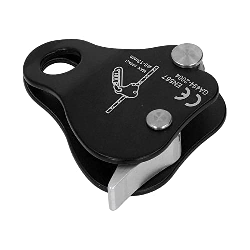 Kadimendium Climbing Rope Grab Stopper Aluminum Alloy Self Locking Grip Clamp for Cave Exploration (Black) - color: Black