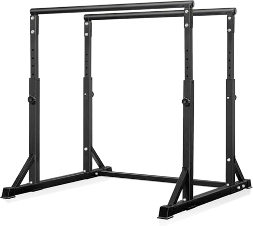 Bongkim Dip Bar, Heavy Duty Dip Station with 7 Height Levels, 800lbs Adjustable Parallel Bars for Tricep Dips Pull-Ups L-Sits Calisthenics Exercises Strength Training for Home Gym Outdoor - color: Matte black