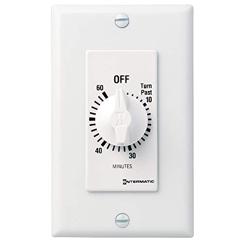 Intermatic FD60MWC 60-Minute Spring-Wound In-Wall Countdown Timer Switch for Auto-Off control of Fans and Lights, White - color: White, size: 60-Minute, style: Without Hold on Timer