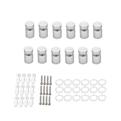 Aluminum Standoff Wall Mounts Screws, Satin Chrome 12 Packs 1/2 x 1/2 Inch | aluminum Sign Standoff screws, Standoff Mounting Hardware, Wall Spacers, For Acrylic frames Signs, satin chrome - color: Satin Chrome