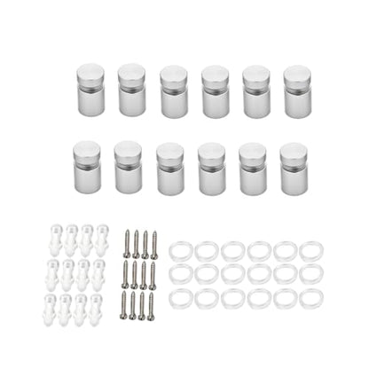 Aluminum Standoff Wall Mounts Screws, Satin Chrome 12 Packs 1/2 x 1/2 Inch | aluminum Sign Standoff screws, Standoff Mounting Hardware, Wall Spacers, For Acrylic frames Signs, satin chrome - color: Satin Chrome