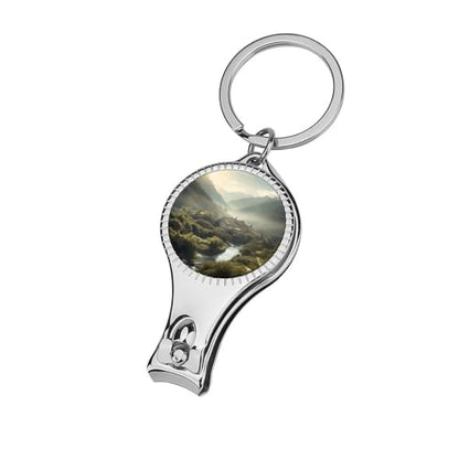 Overlooking The Mountains Metal Nail Clipper, Nail Cutter with File & Bottle Opener Keychain for Men Women, Portable Nail Tool for Travel Outdoor Daily Use