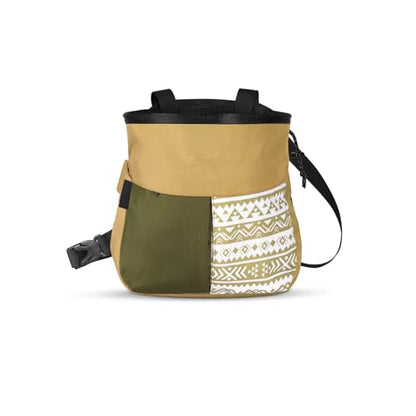 Mountaineering Chalk Bag, Large Capacity Sports Chalk Bag Holds 700g Powder, Wide Mouth Access, Trapezoidal Bottom, Dual Hanging Points for Rock Climbing Bouldering Training - size: Small Khaki
