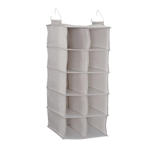 Household Essentials 10-Pocket Hanging Shoe Organizer, Side-by-Side Blended Canvas Storage, 2 Hooks for Excellent Support, The Perfect Space-Saving Organizer - color: Silver