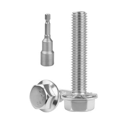 M8x40mm Serrated Flanged Hex Head Screws Bolts 25pcs HS/JXLS-10 | 304 Stainless Steel, External Hex Machine Screws, Equipped with Hex Sleeve, for Construction, for Automotive, for Industrial - size: M8x40mm