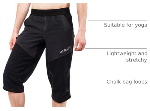 Ucraft "Xlite Rock Climbing Bouldering and Yoga Knickers ¾ Men's and Women's Capri Pants. Lightweight, Stretchy, Breathable - color: Graphite+, size: Small