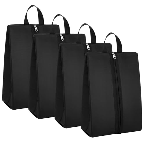 Leinuosen 4 Pcs Smell Proof Cleat Bag for Sport, Odor & Water Resistant, Soccer Football Baseball Golf Shoe Bag with Active Carbon Fabric for Gym & Travel, Fits up to Us Size 14 (Black) - color: Black