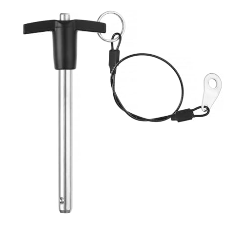 T Handle Quick Release Pin 3/8 Inch Diameter ,Stainless Steel Ball Locking Pin with Push Button Lanyard Cable Usable Length 3.15"(9.5*80mm) - size: 9.5mm-80mm