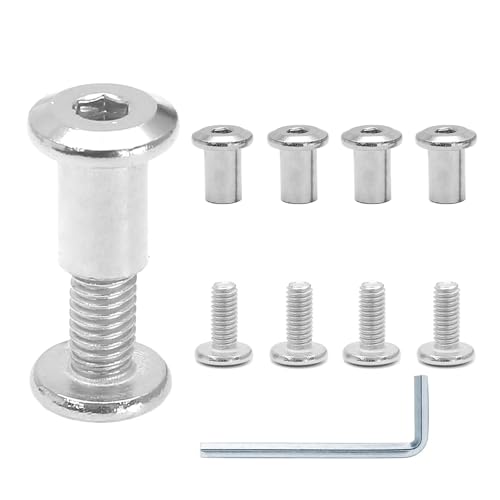 M6x12mm Hex Drive Socket Cap Bolt, Silver, 35 Pair (70 Piece) | Allen Wrench Included, Countersunk Screw Barrel Nuts, Binding Screws, For Crib Replacement Belt Cabinet - color: Silver, size: M6x12mm (30 Pair)