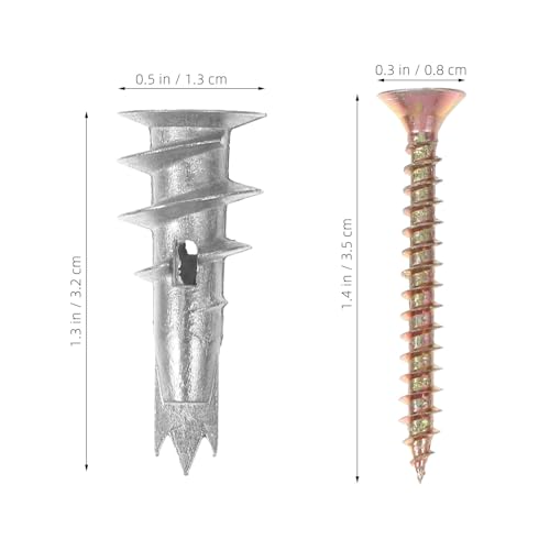 20 Sets Hollow Wall Anchors and Screw Kit with Spiral Design for Secure Fixing, Zinc Alloy and Iron Material, for Hanging Bathroom and Kitchen Accessories