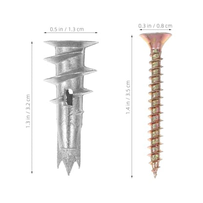 20 Sets Hollow Wall Anchors and Screw Kit with Spiral Design for Secure Fixing, Zinc Alloy and Iron Material, for Hanging Bathroom and Kitchen Accessories