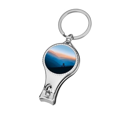 Mountains Silhouette Biker Nail Clippers Sturdy Fingernail and Toenail Clipper Cutters with Keychain